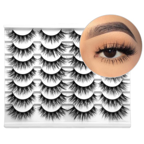 Jiocolor False Eyelashes Fluffy Lashes 15mm Dramatic Long Eyelashes Wispy Natural Look Lashes Soft Faux Mink Eyelashes 3D 6D Lashes 14 Pairs Lashes Fake lashes Pack X23 Sexy Lashes - X23-Sexy（11-15mm）