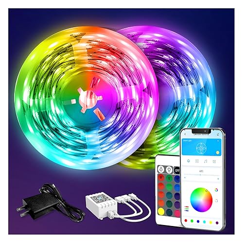 DAYBETTER LED Strip Lights 130ft Lights Strip for Bedroom, Desk, Indoor Room Bedroom Brithday Gifts RGB Decor with Remote and 24V Power Supply - 130FT