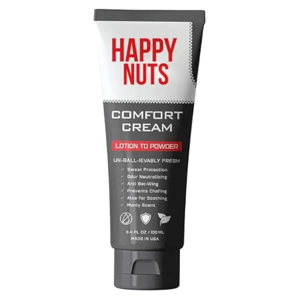 Happy Nuts Comfort Cream Deodorant For Men: Anti-Chafing Sweat Defense, Odor Control, Aluminum-Free Mens Deodorant & Hygiene Products for Men's Private Parts (1 Pack - Original) - Original - 3.4 Ounce (Pack of 1)