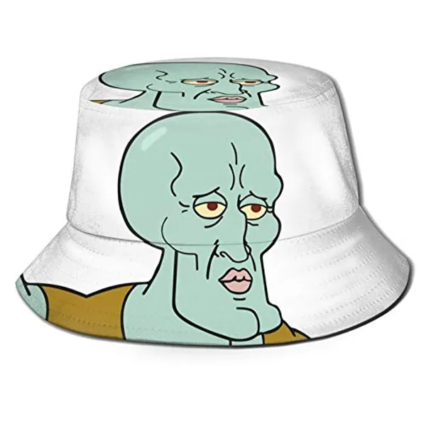 Handsome Squidward Meme Unisex Bucket Hat Summer Travel Beach Sun Hats Outdoor Cap