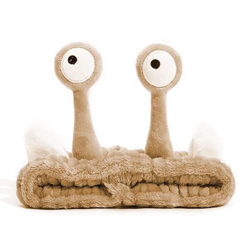 Hofar Face Wash Headband Hairband with Palm and Snail Coral Fleece Cartoon Cute Creative Hair Accessories - Brown