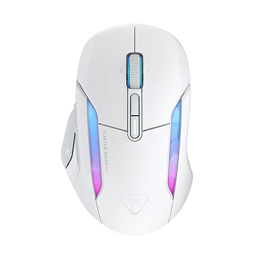 Turtle Beach Kone II Air – Wireless Ergonomic RGB Gaming Mouse, 350-Hr Battery, 26K DPI Optical Sensor, 100M Click Optical Switches, 21 Customizable Inputs, 4D Free-Spin Scroll Wheel – Arctic White - Arctic White - Kone II Air