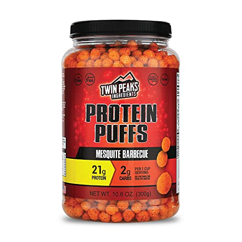 Twin Peaks Low Carb, Keto Friendly Protein Puffs, Mesquite Barbecue (300g, 21g Protein, 2g Carbs) - 10.6 Ounce (Pack of 1) - Mesquite Barbecue