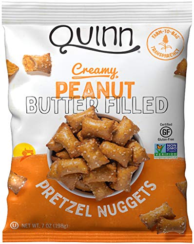 Quinn Peanut Butter Filled Pretzel Nuggets, Gluten Free, Corn, Soy, Dairy Free & Vegan Friendly, Non-GMO, 7 oz Bag - Pretzels - Peanut-Butter - 7 Ounce (Pack of 1)