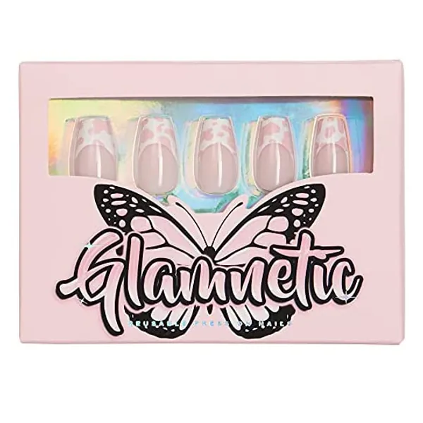 
                            Glamnetic Press On Nails - Strawberry Milk | Glossy Short Coffin Nails with Salon UV Finish, Reusable Opaque Nails in 12 Sizes - 30 Nail Kit with Glue
                        