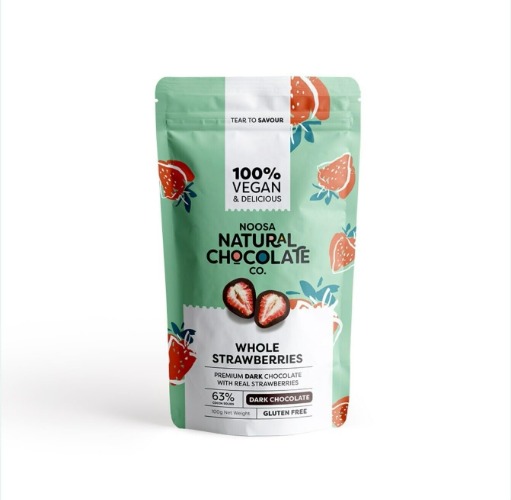 Noosa Natural Chocolate Co. Strawberries Coated in Premium Dark Chocolate 100 g