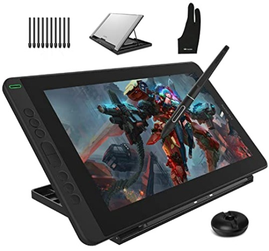 HUION KAMVAS 13 Drawing Tablet with Screen 13.3" Full-Laminated Graphics Tablet with Battery-Free Pen Adjustable Stand 8 Hot Keys for Drawing/Design/Photo Editing, Work with Mac, PC, Mobile, Black