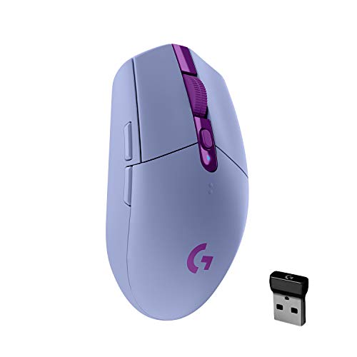 Logitech G305 LIGHTSPEED Wireless Gaming Mouse, Hero 12K Sensor, 12,000 DPI, Lightweight, 6 Programmable Buttons, 250h Battery Life, On-Board Memory, PC/Mac - Lilac - Mouse - Lilac