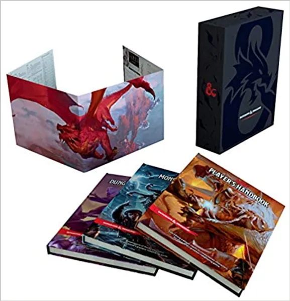 Dungeons & Dragons Core Rulebooks Gift Set (Special Foil Covers Edition with Slipcase, Player's Handbook, Dungeon Master's Guide, Monster Manual, DM Screen) - Hardcover