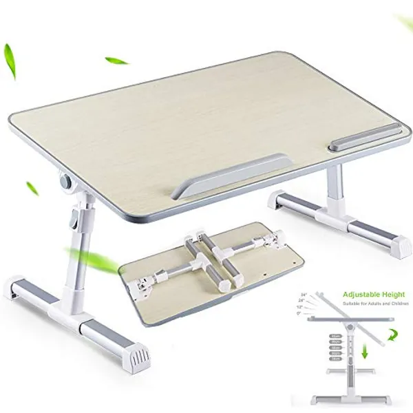 Adjustable Lap Desk, Laptop Bed Tray Table, 23.6" Foldable Laptop Desk, Laptop Stand for Working, Writing, Gaming and Drawing (23.62", Beige)
