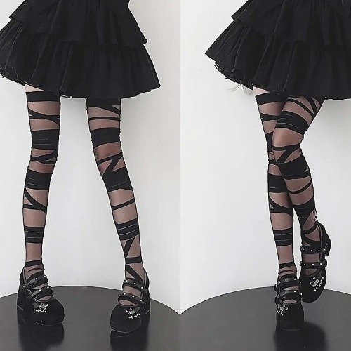 Gothic Anime Lolita Soft Velvet Tights - black stockings / fit for 40-60kg