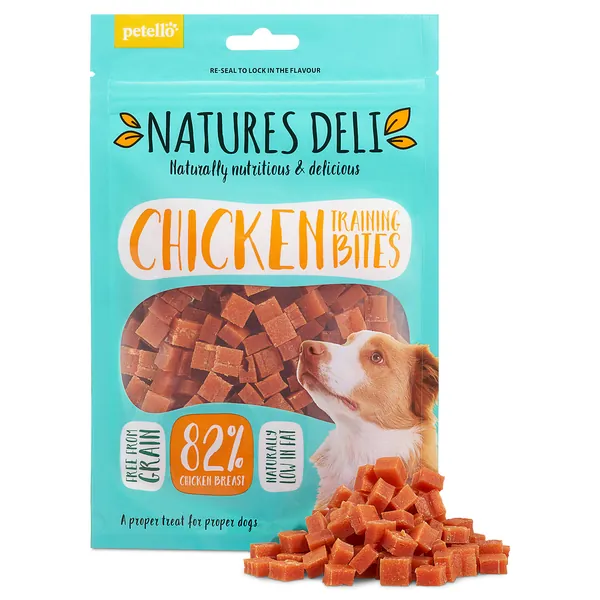 Natures Deli Chicken Training Bites Dog Treats - Training aid, Nutritious, Naturally Low Fat, Bite Sized - 100g