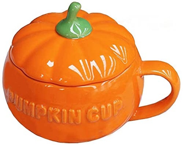 Eplze® YBK Tech Cute Pumpkin Cup, Ceramic Coffee Mug, 8.5oz Tea Cup with Lid (Cup) - Cup