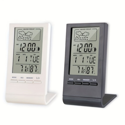 Digital Thermometer Hygrometer Room Calibrated Humidity Meter Temperature Humidity Monitor Indicator Sensor LCD Display With Large Digital Date Clock 