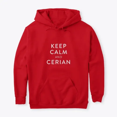 Keep Calm and CERIAN - Red and White Hoodie