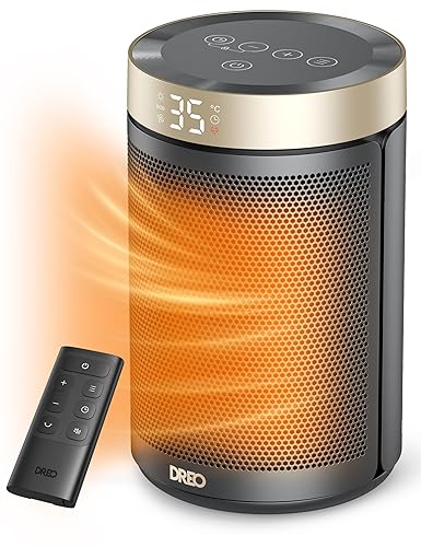 Dreo Space Heater for Indoor Use, 1500W PTC Portable Electric Heaters with Remote for Bedroom, 3 Modes, 12H Timer, Quiet Ceramic Room Heater with Thermostat, Overheat & Tip Over Protection - Gold