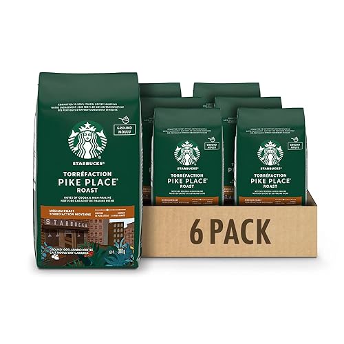 Starbucks Pike Place Ground Coffee, Medium Roast Coffee, 100% Ground Arabica Beans - 340g Bags (Pack of 6, 2040g)