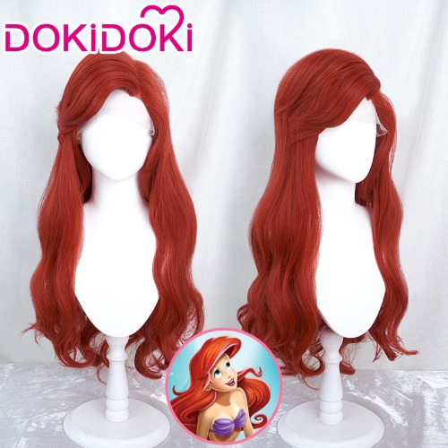 【Ready For Ship】DokiDoki Moive The Little Mermaid Cosplay Ariel Cosplay Front Lace Wig Long Red Curly Wig | Ariel