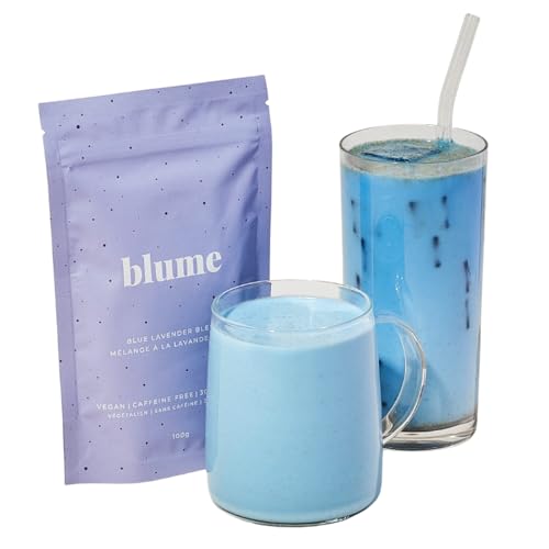 Blume Blue Lavender Latte - Calming Lavender Tea latte to soothe Restlessness - Relaxing Lavender Milk Tea with Blue Spirulina and Coconut Milk - 30 Servings - Blue Lavender