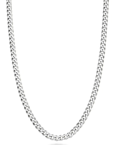 Miabella Solid 925 Sterling Silver Italian 3.5mm Diamond Cut Curb Cuban Link Chain Necklace, Sterling Silver Chain for Men Women Made in Italy - Length 22 Inch (men's average length)