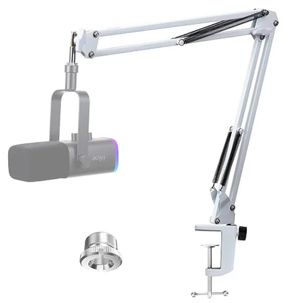 FIFINE AM8 Mikrofonarm Weiß - Boom Arm Mikrofon Schwenkarmständer kompatibel mit FIFINE Recording XLR/USB Mikrofon, AM8 Microphone Desktop Ständer, für 3/8" bis 5/8" Adapter Mic von YOUSHARES - AM8 Arm Weiß