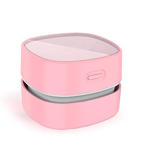 ODISTAR Desktop Vacuum Cleaner,Mini Table dust Sweeper Energy Saving,High Endurance up to 400 mins,Cordless&360º Rotatable for Cleaning Hairs,Crumbs,Computer Keyboard of Gifts for Kids (Pink) - Pink - AA Battery