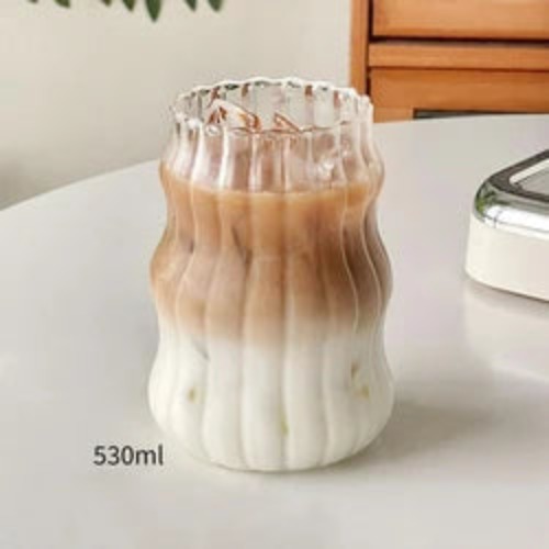 Glass Heat-resistant Trendy Tumbler Drinkware Iced Coffee Mug - 4 Sizes - 530ml B / glass