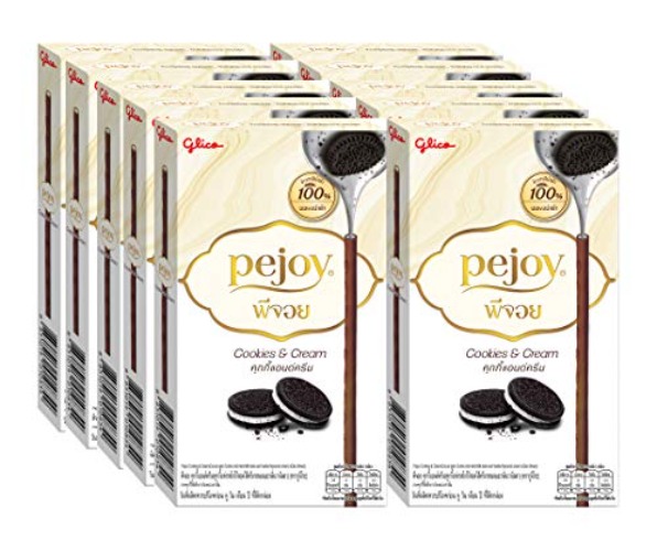 Glico Pejoy Biscuit Stick, Cookies and Cream 44G. PACK OF 10 / Product of Thailand