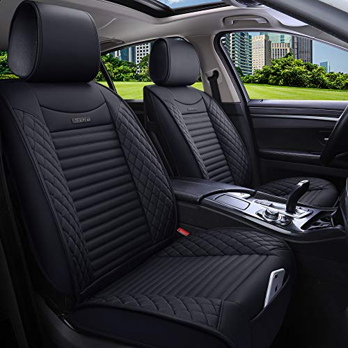 Aierxuan 5 Car Seat Covers Full Set Waterproof Leather Universal Nissan Honda Civic CRV Hrv Kia Sorento Toyota Corolla 4Runner Camry Hyundai Jeep Ford Focus Edge Mazda (Full Set/Black) - Full Set/Black