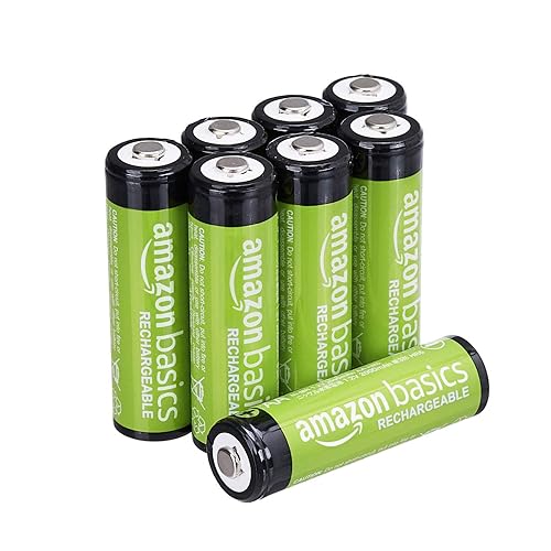 Amazon Basics 8-Count Rechargeable AA NiMH Batteries, 2000 mAh, Recharge up to 1000x Times, Pre-Charged - 8 Count (Pack of 1)