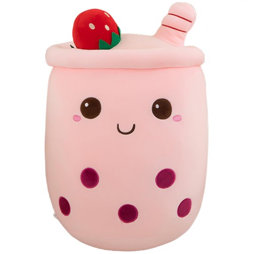 Bubble Tea Plyschkuddar, söta Boba Plushies Mjuka leksaker Giant Boba Stuffed Snimal kudde för Boba Lovers (Pink, 50cm)