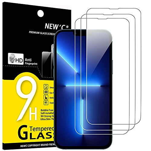 NEW'C [3 Pack Designed for iPhone 14, 13, 13 Pro (6.1") Screen Protector Tempered Glass, Case Friendly Anti Scratch Bubble Free Ultra Resistant - iPhone 14/13/13 Pro-6.1 inch