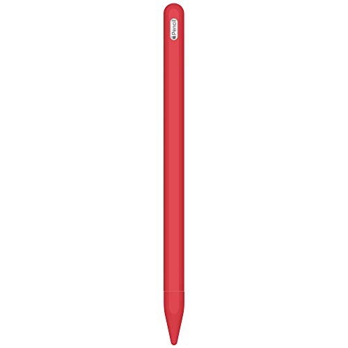 FRTMA Compatible Apple Pencil (2nd Generation) Silicone Case Sleeve Holder Grip + Nib Cover (2 Pieces) Accessories Kit Compatible iPad Pro 12.9” (3rd Generation) & iPad Pro 11”, Red - Red