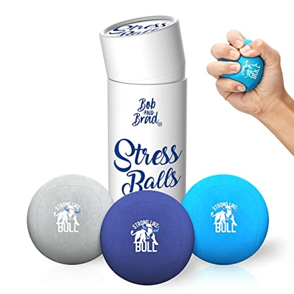 BOB AND BRAD Hand Exercise Balls, Stress Balls for Adults, Tri-Density Squeeze Balls for Hand Therapy, Grip Strength Trainer for Arthritis, Hand Grip Strengthener (3 Pack, Soft Medium Hard)