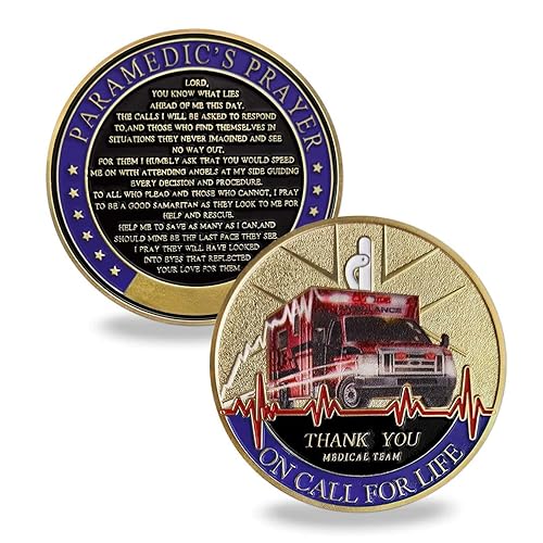 Emergency Medical Services Medic Challenge Coin EMT EMS Paramedic's Prayer Coin
