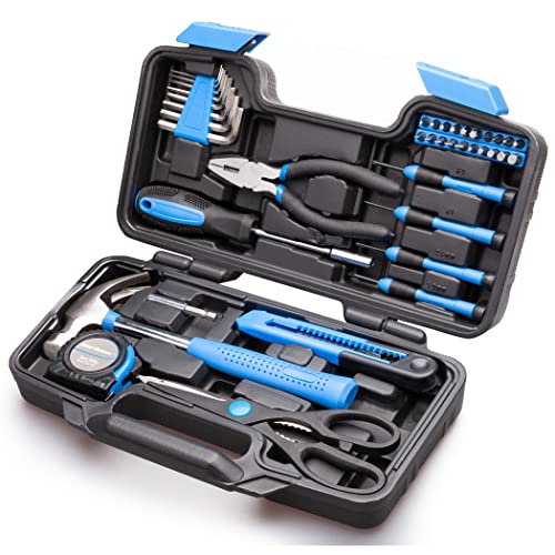 CARTMAN 39piece Cutting Plier Tool Set General Household Kit with Plastic Toolbox Storage Case Blue - 39 blue
