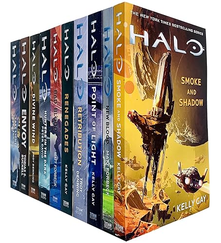 Halo Series 10 Books Collection Set (Hunters in the Dark, Last Light, New Blood, Envoy, Retribution, Smoke and Shadow, Bad Blood, Renegades, Point of Light & Divine Wind)