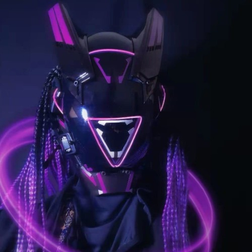 Cyberpunk Mask Cosplay, LED Light Futuristic Mecha Warrior Helmet, Sci-Fi Black Full Face Mask, Perfect for Halloween, Party - Style 5