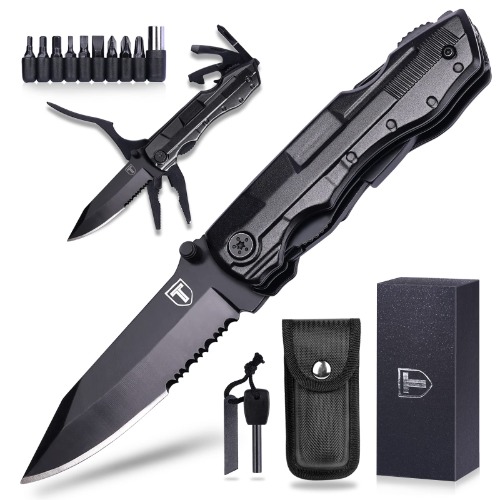 Pocket Knife Multitool, Fathers Day Birthday Gift Ideas for Men Him Dad Husband, Cool Stuff Gadgets for Outdoor, Camping, Survival, Fishing - MENS GIFTS