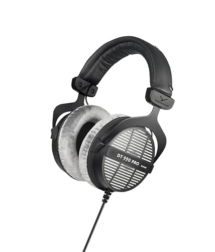 beyerdynamic DT 990 PRO Over-Ear Studio Monitor Headphones - Open-Back Stereo Construction, Wired (80 Ohm, Grey) - 80 OHM - Grey