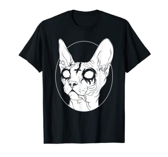 Black Metal Sphynx Cat I Goth and Death Metal T-Shirt - Men - Red Heather - XX-Large