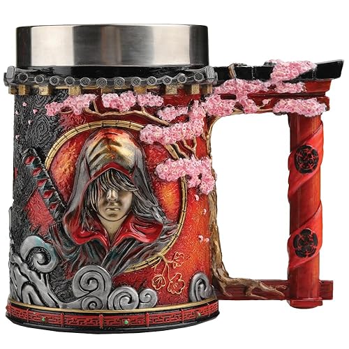 Nemesis Now Assassin's Creed Shadows Bierkrug, Harz, Orange, offizieller Assassin's Creed Bierkrug, herausnehmbarer Edelstahleinsatz, aus feinstem Harz gegossen, fachmännisch handbemalt - Assassin's Creed Shadows