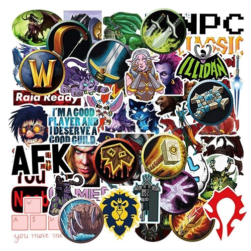 World of Warcraft Game Stickers Decals for Laptop Water Bottles Bomb Cool Computer Skateboard Luggage Motorcycle Car 50pcs