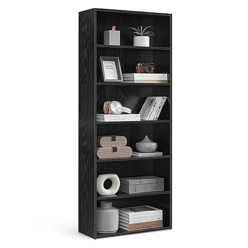 VASAGLE Bookshelf, 23.6 Inches Wide, 6-Tier Open Bookcase with Adjustable Storage Shelves, Floor Standing Unit, Ebony Black ULBC166T56 - 1 Pack - 6 Tiers (23.6"W x 63.3"H) - Ebony Black