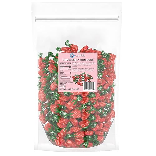 Arcor Strawberry Bon Bons by Cambie | 4 lbs of Strawberry Filled Hard Candy | Individually Wrapped Bon Bons | Deliciously Sweet Candy from Argentina (4 lb) - Strawberry - 4 Pound (Pack of 1)