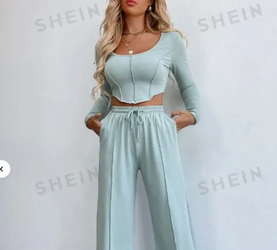 Baby blue cute two-piece set