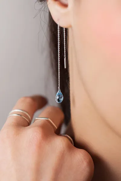 Blue Topaz Earrings, White 14KGold