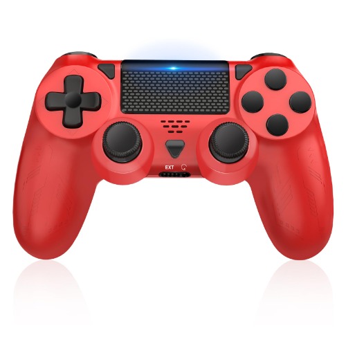 Lapezei Draadloze controller voor Ps 4, Dual Vibration Game Controller Joystick met Turbo en 3,5 mm Audio Jack/LED/Touch Pad compatibel met PS4/Pro/Slim/PC - rood/zwart.