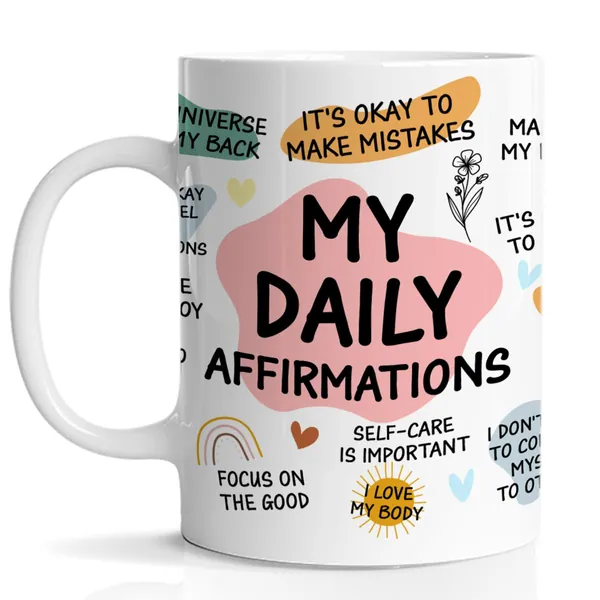 Hijie Positieve affirmaties koffiemok, inspirerende cadeaus voor vrouwen haar, motiverend cadeau voor moeder, dochter, zus vrienden, bestie collega, mok voor vrouwen, 325 ml keramische beker