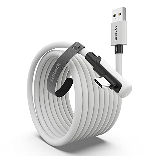 Syntech Link Cable 5m, VR Cable Compatible with Oculus/Meta Quest 3/Quest 2/Quest Pro/Pico 4 and PC/Steam VR Accessories, Long USB 3.0 to USB C Cable, High-Speed PC Data Transfer link cable - White-5M